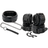 Darkness - Menottes Et Collier En Cuir Noir
